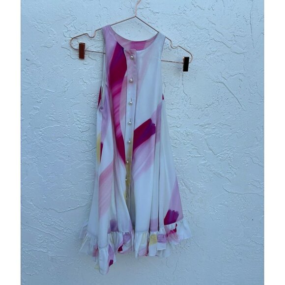 Adam Selman Womens Sleeveless Button Down Ruffled Printed Mini Dress Multi Sz 0 - Picture 1 of 11